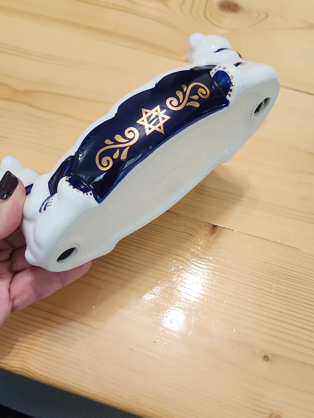 Vintage Hanukkah Polar Bears Wearing Kippot Yamikas Star Of David Dish Ceramic